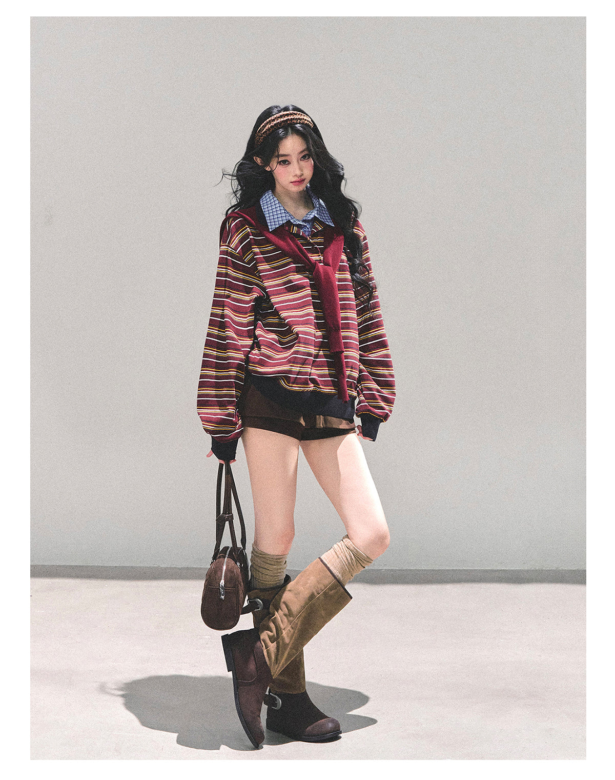 ShaoYeYan Fake Two-Layer Striped Polo Collar T-Shirt