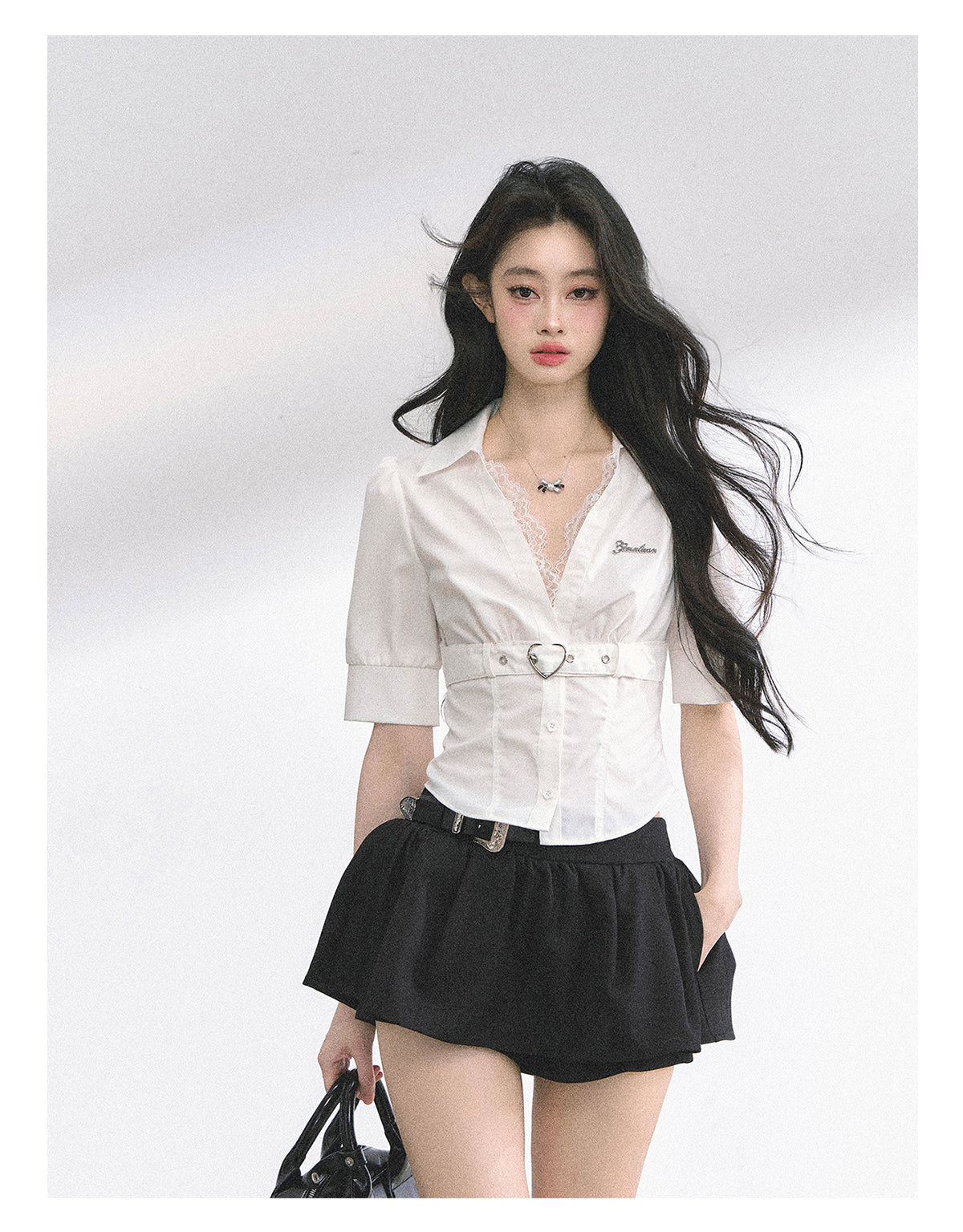 SHAOYEYAN French Lace Striped Shirt