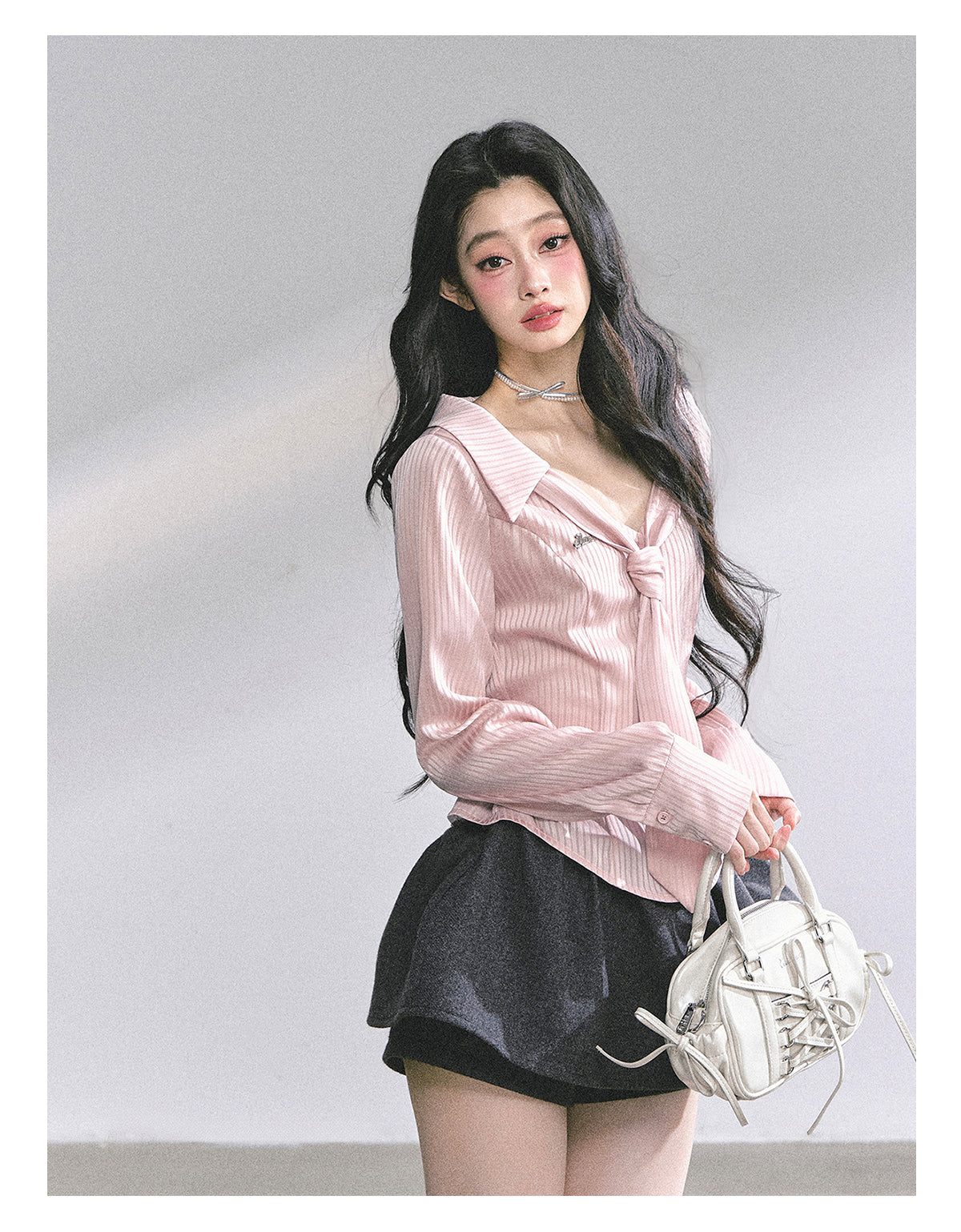 SHAOYEYAN Pink Polo Stripe Shirt