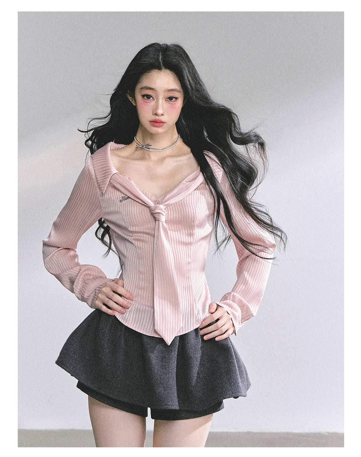 SHAOYEYAN Pink Polo Stripe Shirt