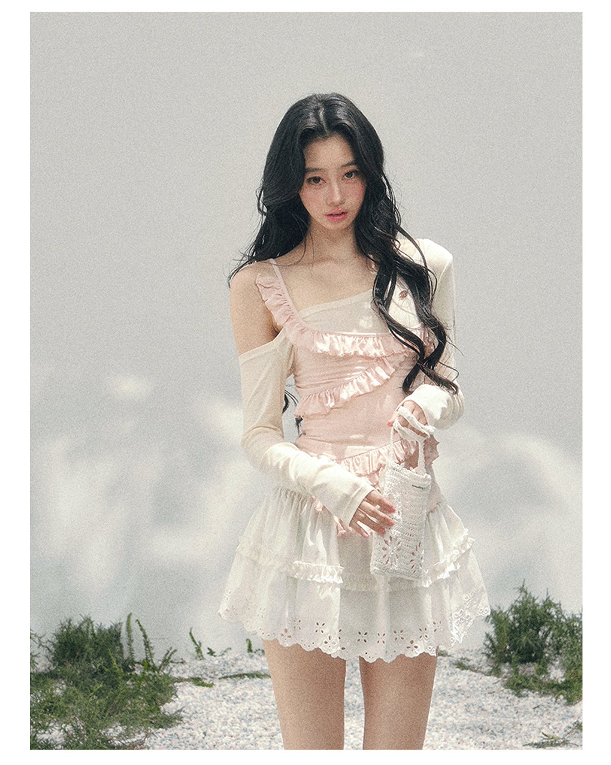 ShaoYeYan Aomalm Frosted Tenderness Fake Two-Layer Ruffle Top