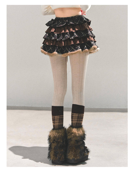 ShaoYeYan Maillard Sonnet High-Waist Plaid Puff Skirt