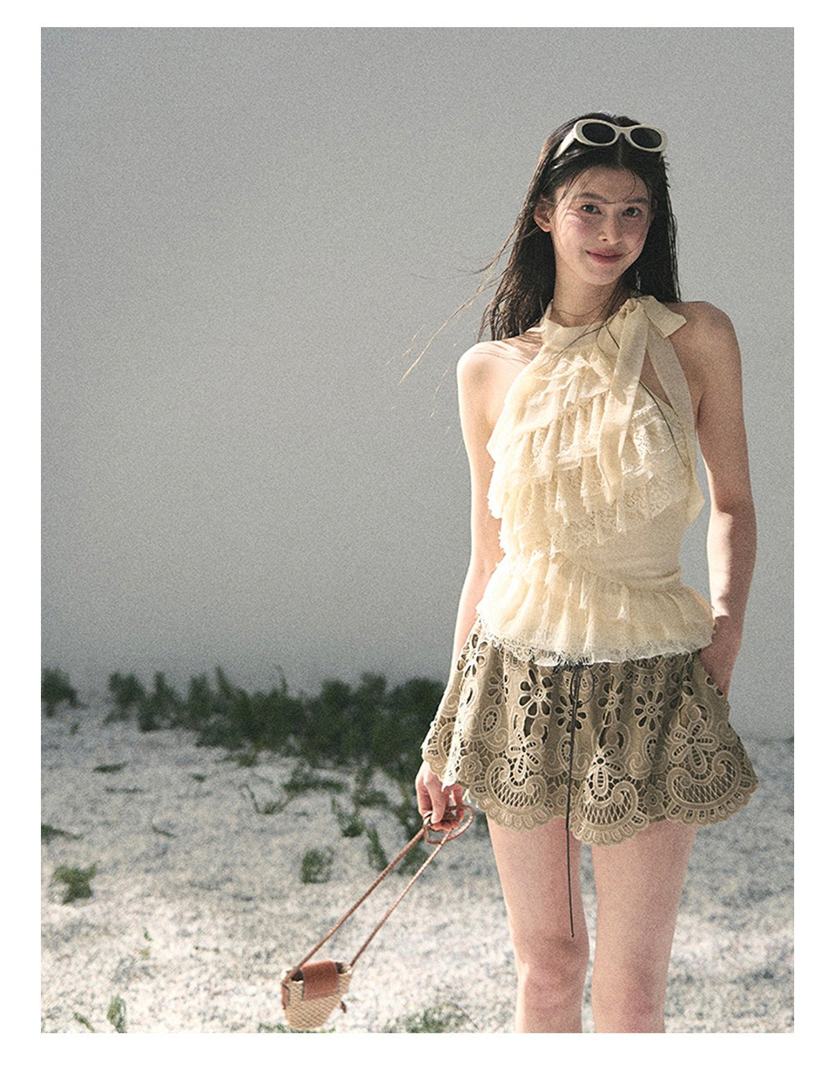 ShaoYeYan Aomalm Drunk in Your Embrace French Floral Hollow Skirt