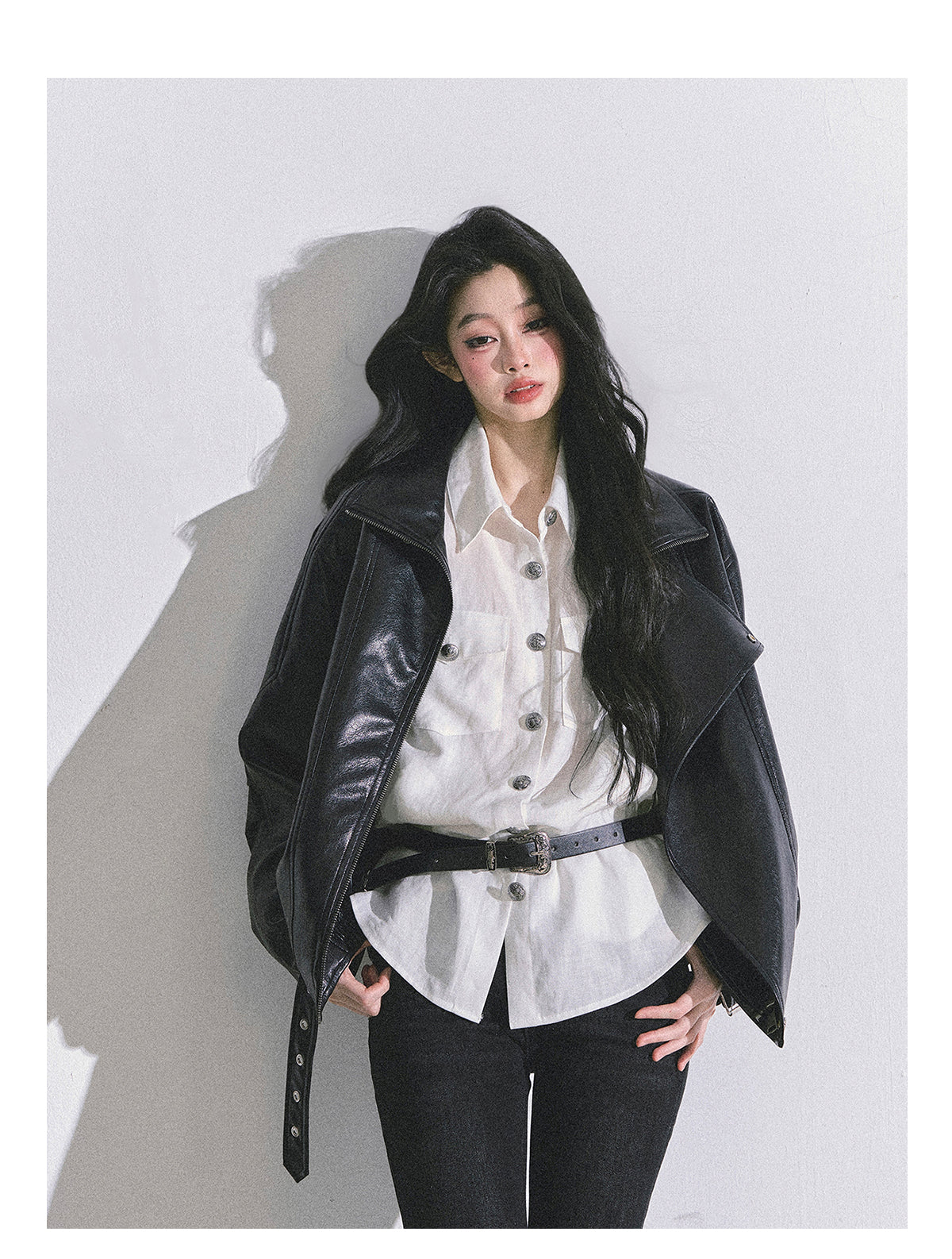 SHAOYEYAN Classic Basic Blouse (with shoulder pads and belt)