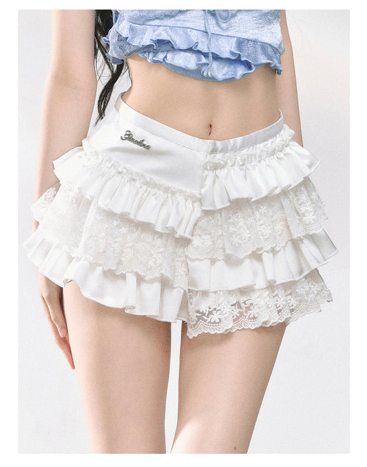SHAOYEYAN French Lace Tiered Mini Skirt