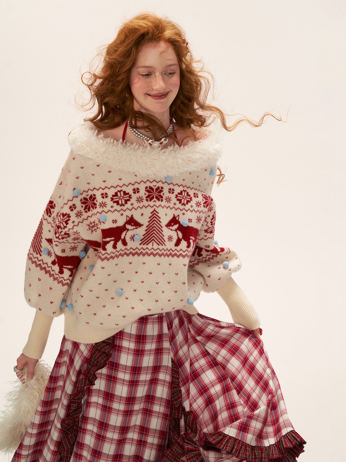 MAMC Fox Fair Isle V-Neck Sweater
