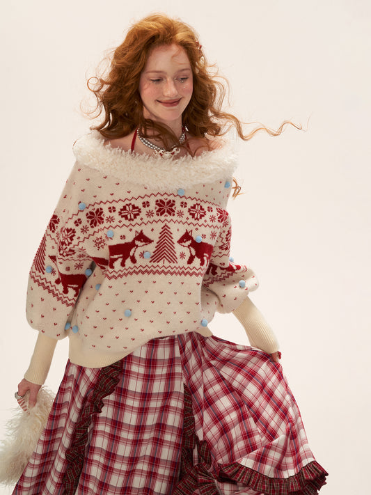 MAMC Fox Fair Isle V-Neck Sweater