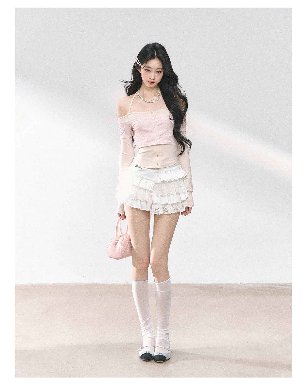 SHAOYEYAN French Lace Tiered Mini Skirt