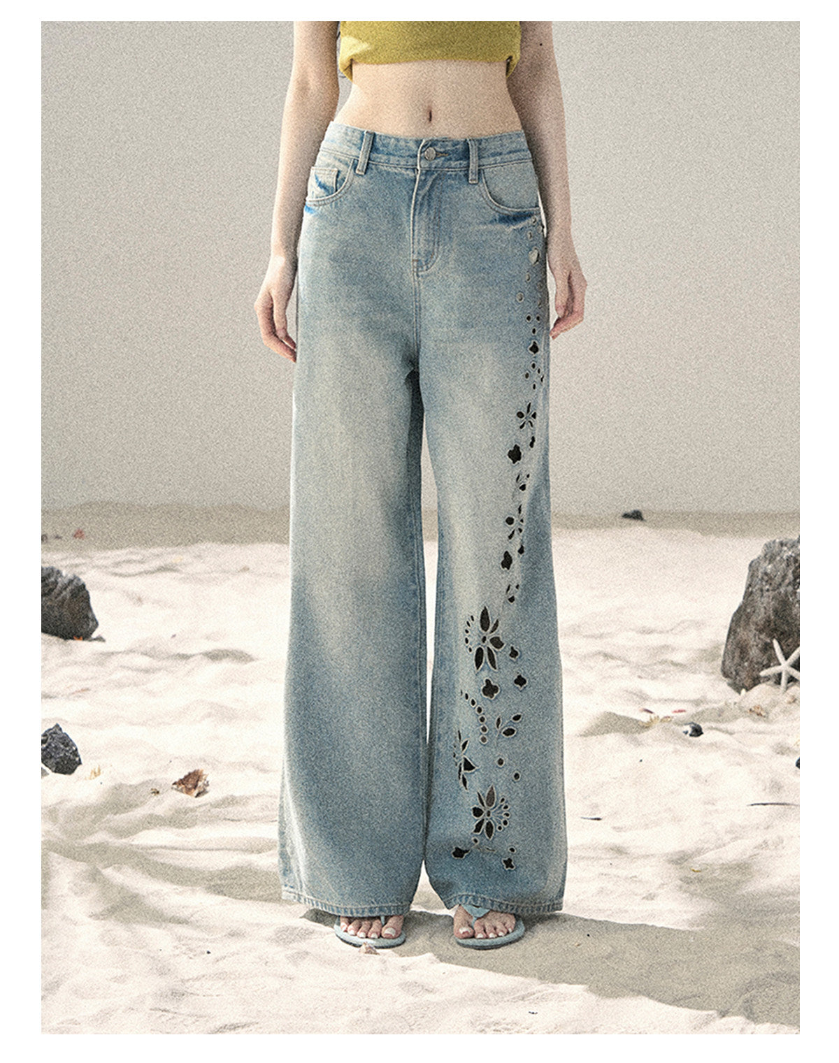 ShaoYeYan Aomalm Scent of Sea Salt American Butterfly Hollow Jeans