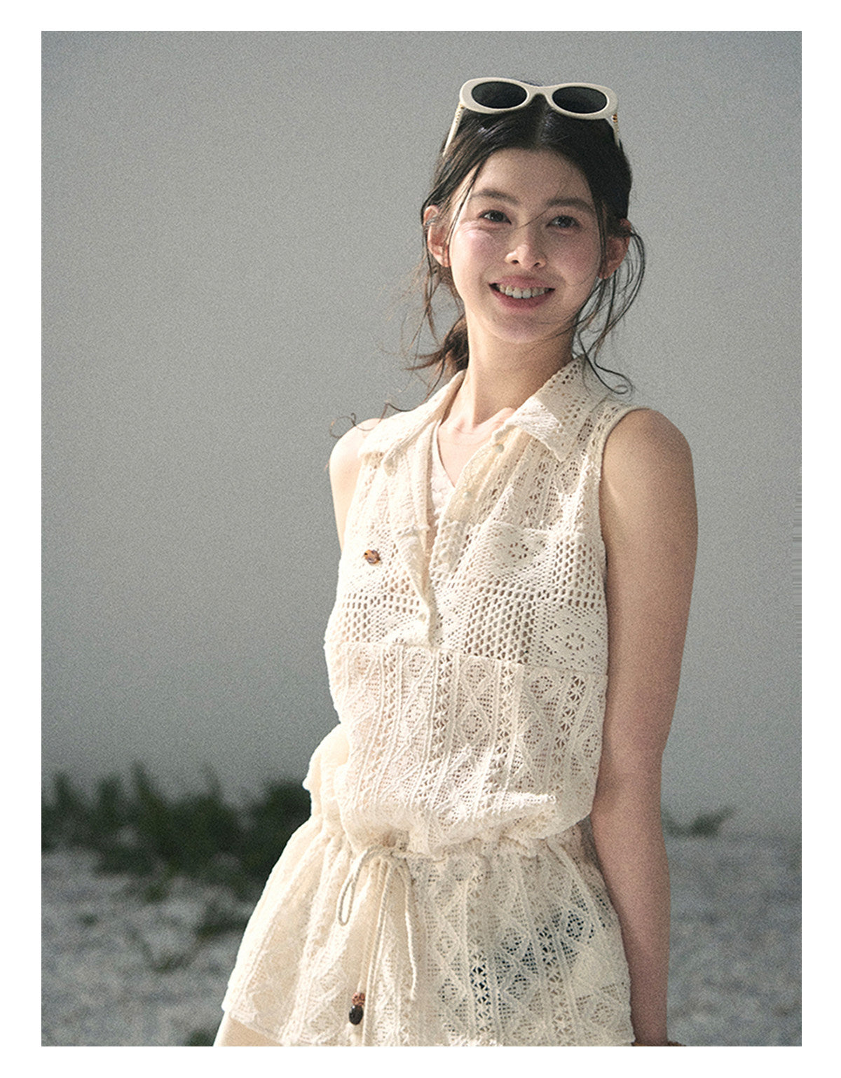 ShaoYeYan Aomalm Summer Wind Kisses Skirt Fake Two-Layer Lace Top