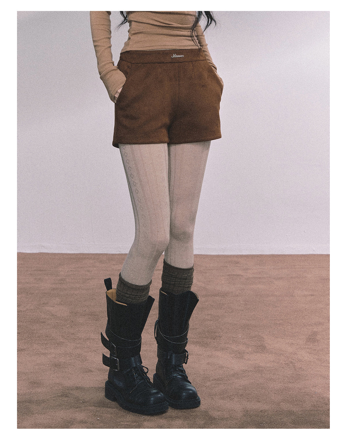 ShaoYeYan Delpan Winter French British Style Suede Set