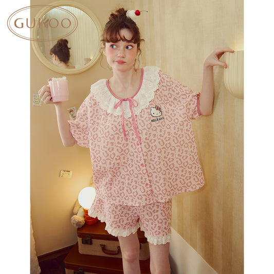 Gukoo Hello Kitty & Leopard Print Sleepwear