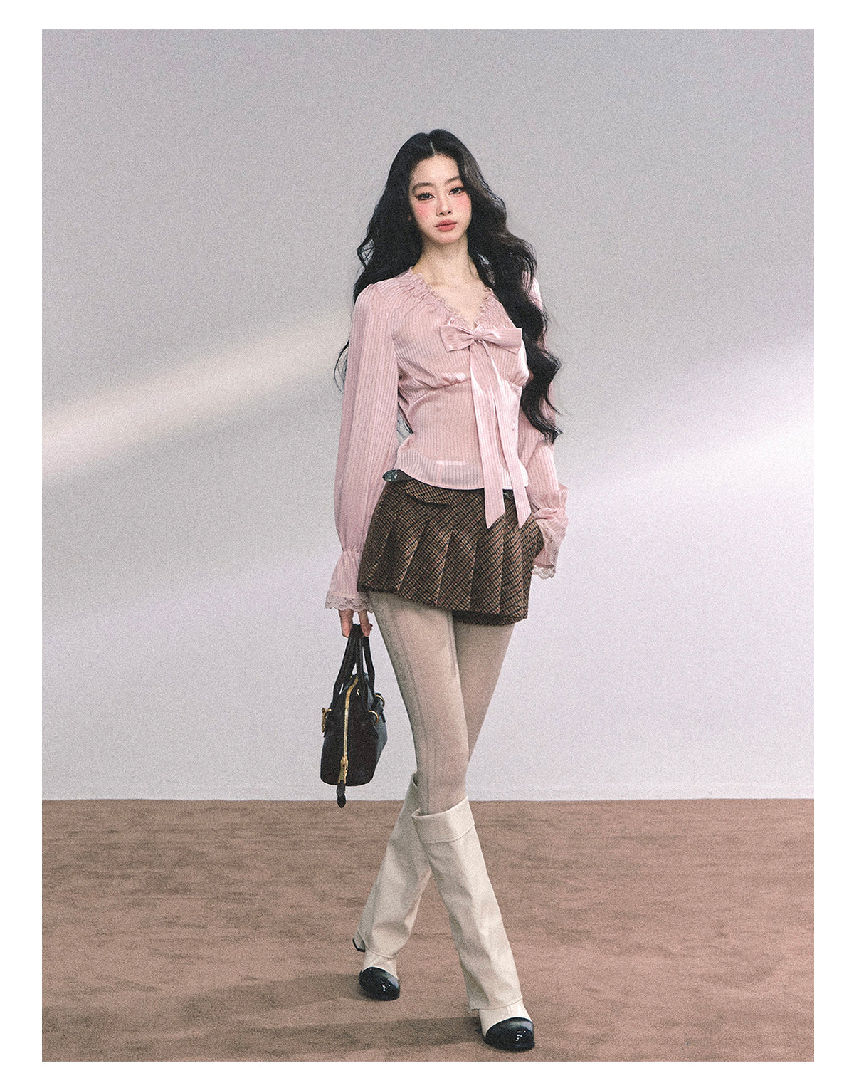 ShaoYeYan Lori Sweet Charm Slim Pink Lace Blouse