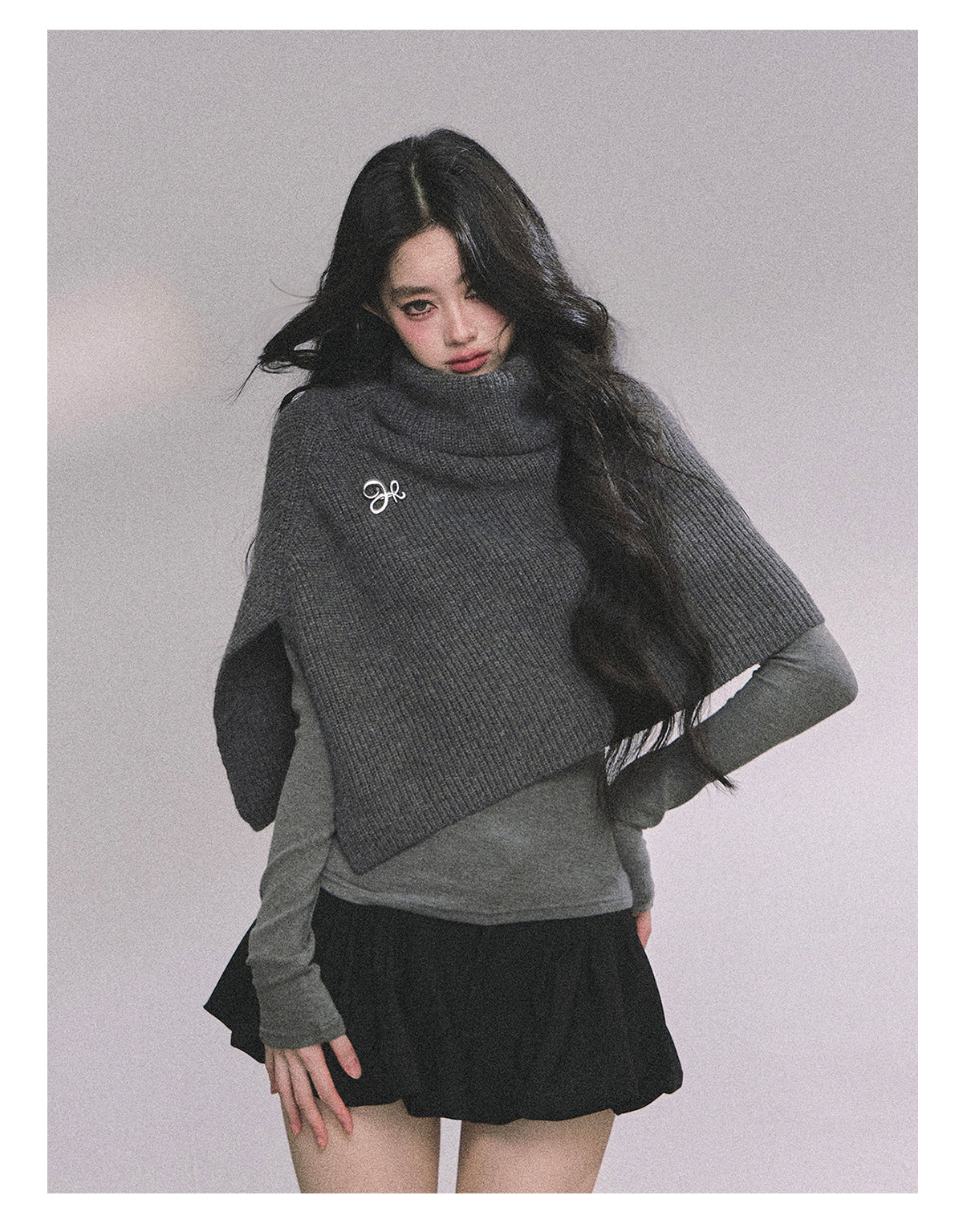 ShaoYeYan Late Autumn Sycamore Korean Style Loose High-Neck Sweater & Shawl