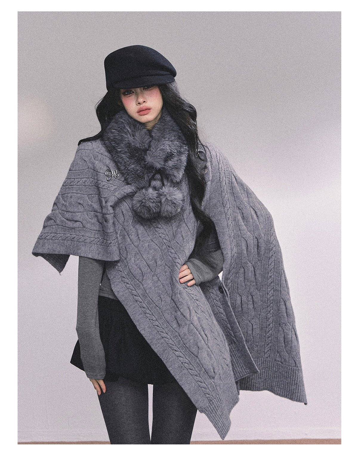 ShaoYeYan Yirgacheffe French Style Fur Collar Scarf