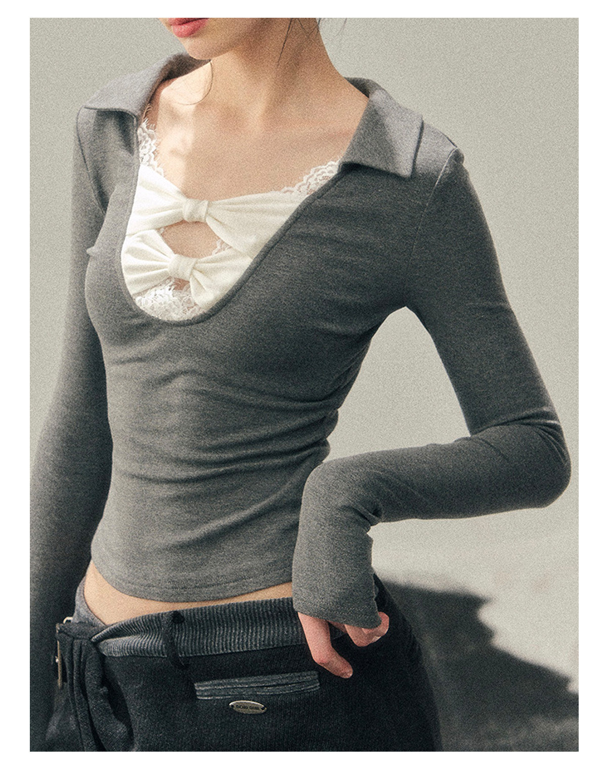 ShaoYeYan Aomalm Silent Resonance Bow Lace Top