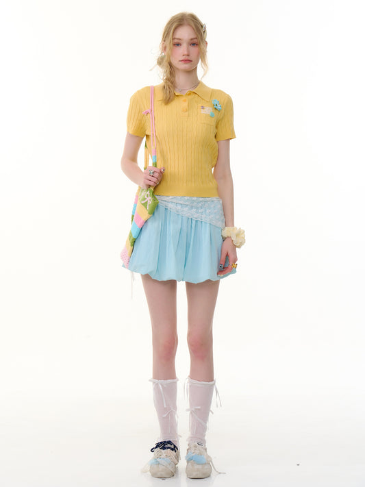 ziziFei Retro Polo Knit Top