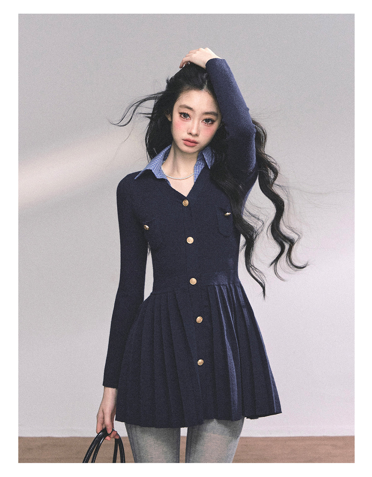 ShaoYeYan Paisley Manuscript Fake Two-Piece American Knit Dress