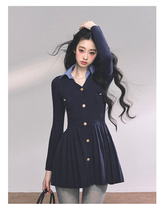 ShaoYeYan Paisley Manuscript Fake Two-Piece American Knit Dress