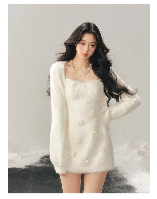 ShaoYeYan Aomalm She Shatters the Frost French 3D Flower Dress