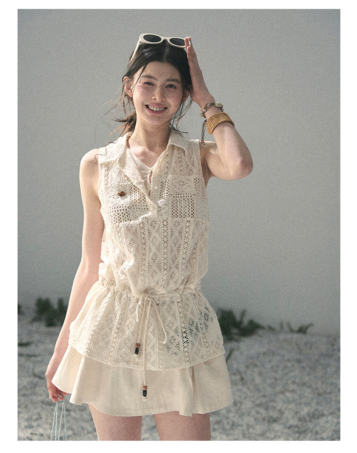 ShaoYeYan Aomalm Summer Wind Kisses Skirt Fake Two-Layer Lace Top