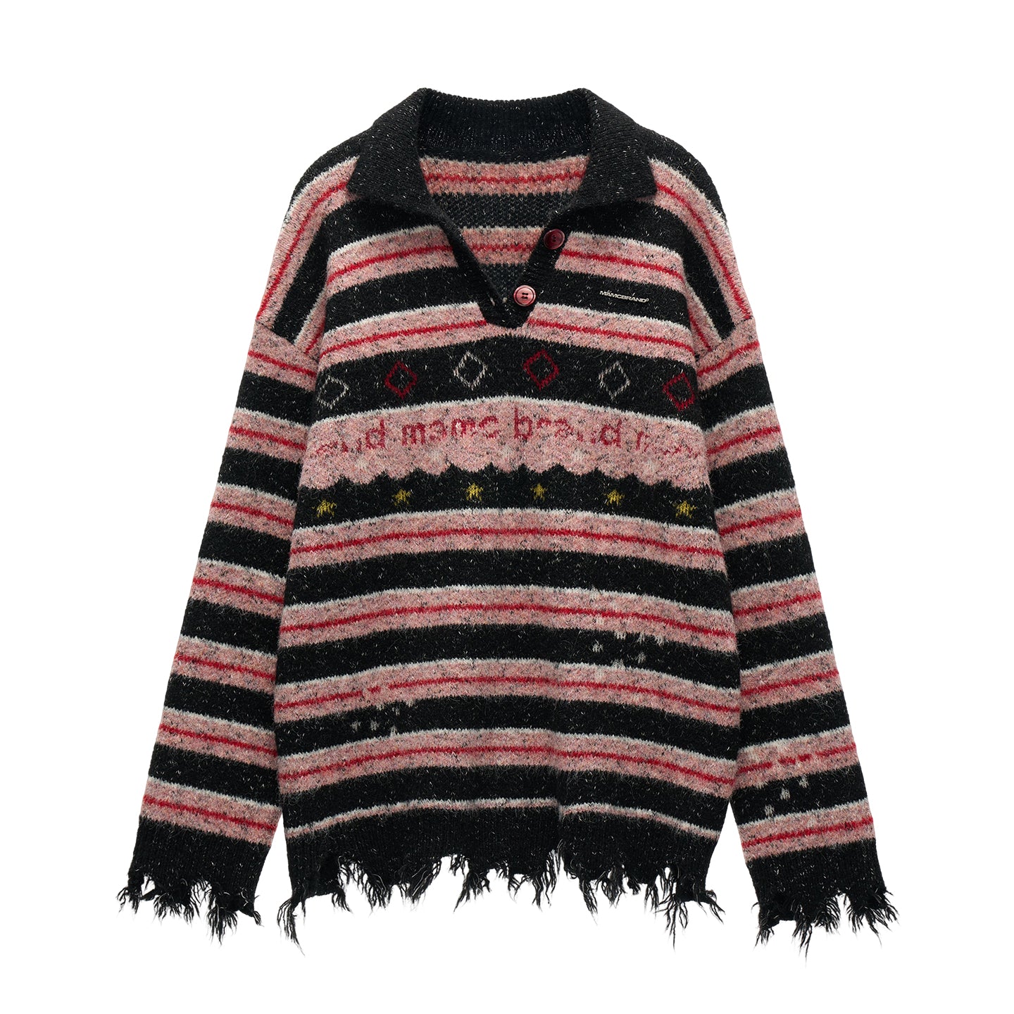 MAMC Star Striped Polo Collar Sweater
