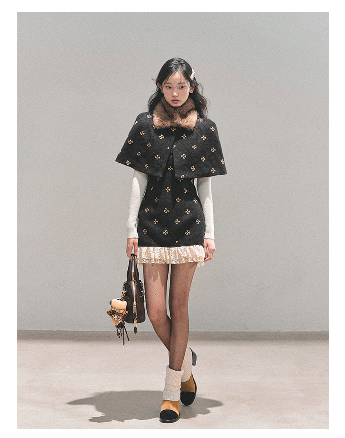 ShaoYeYan Aomalm Waltz on a Snowy Night Wool Cape Dress