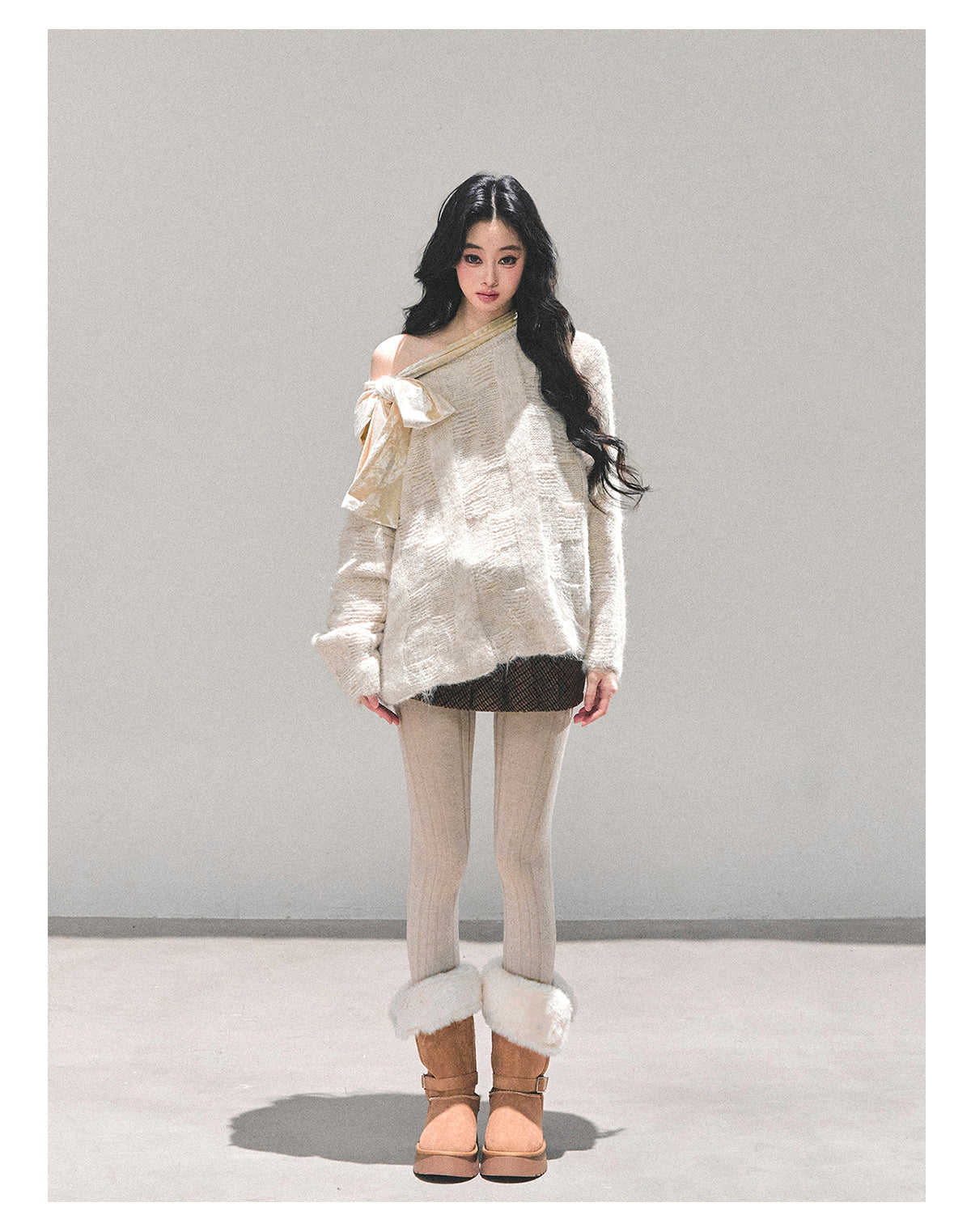 ShaoYeYan She Floods The Morning French Sweet Bow Sweater