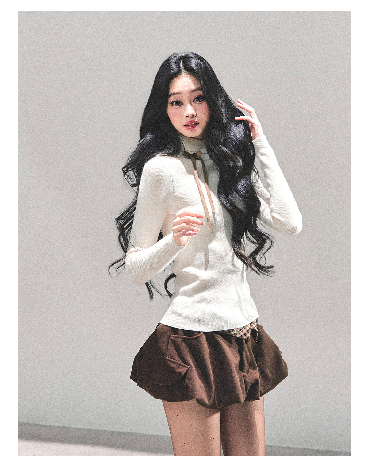 ShaoYeYan Velvet Touch Semi-Turtleneck Knit Top