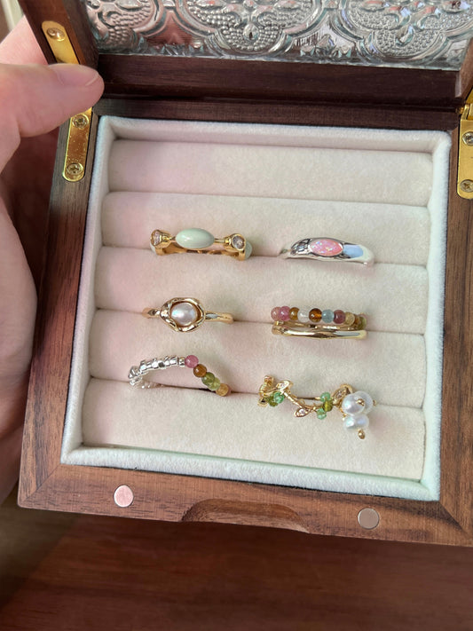 VIGVOG Tourmaline & Pearl Statement Ring