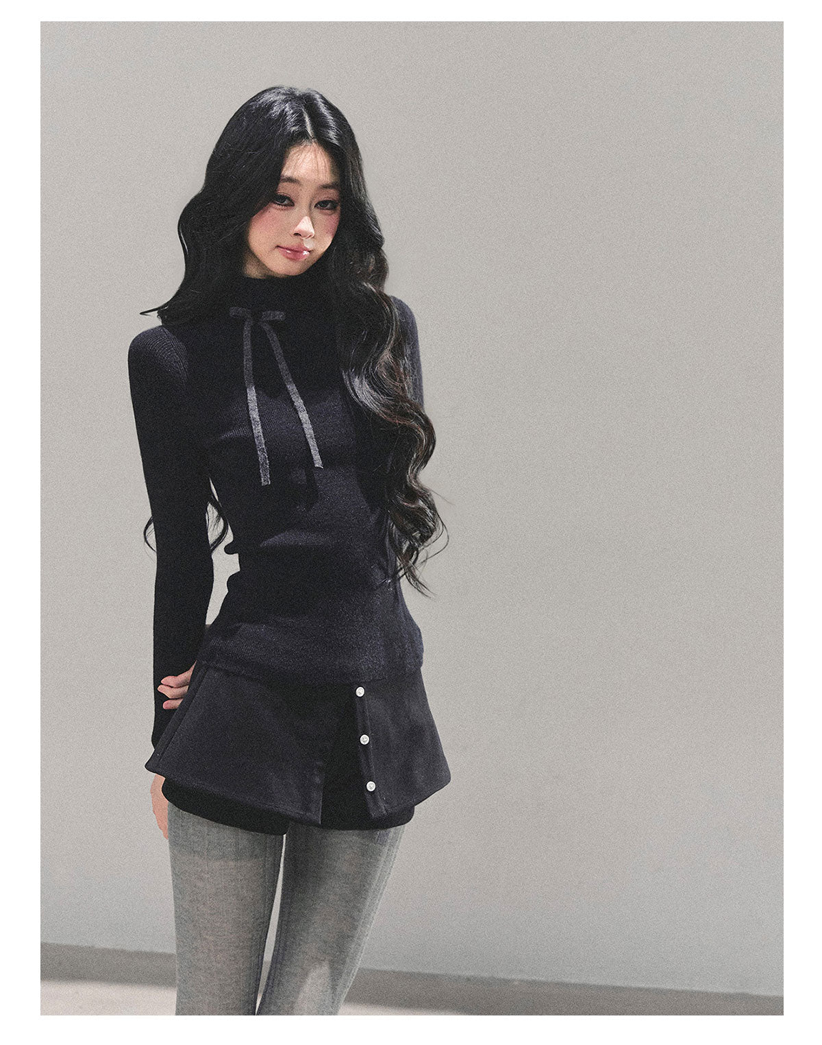 ShaoYeYan Velvet Touch Semi-Turtleneck Knit Top