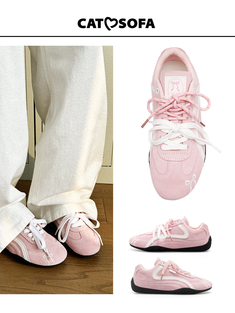 Cat&Sofa Spring Pink Bow Casual Sneakers