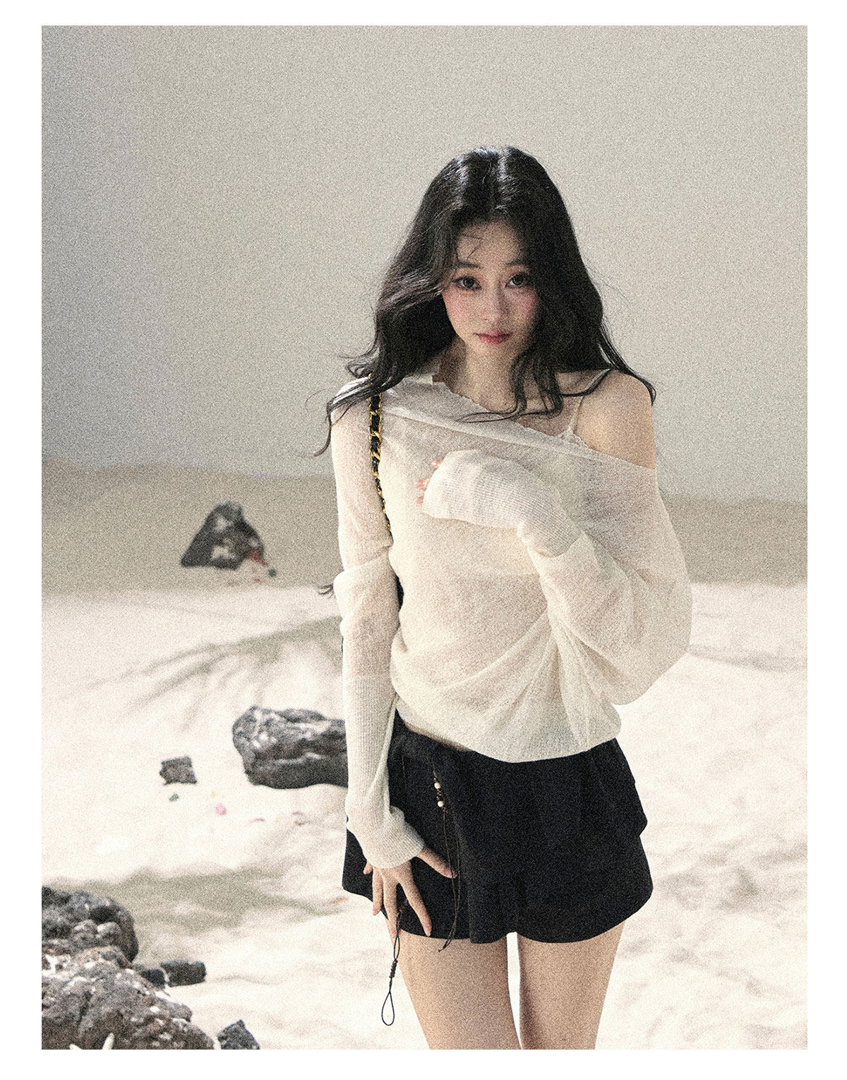 ShaoYeYan Aomalm Misty Veil Sheer Off-Shoulder Sun Cover-Up