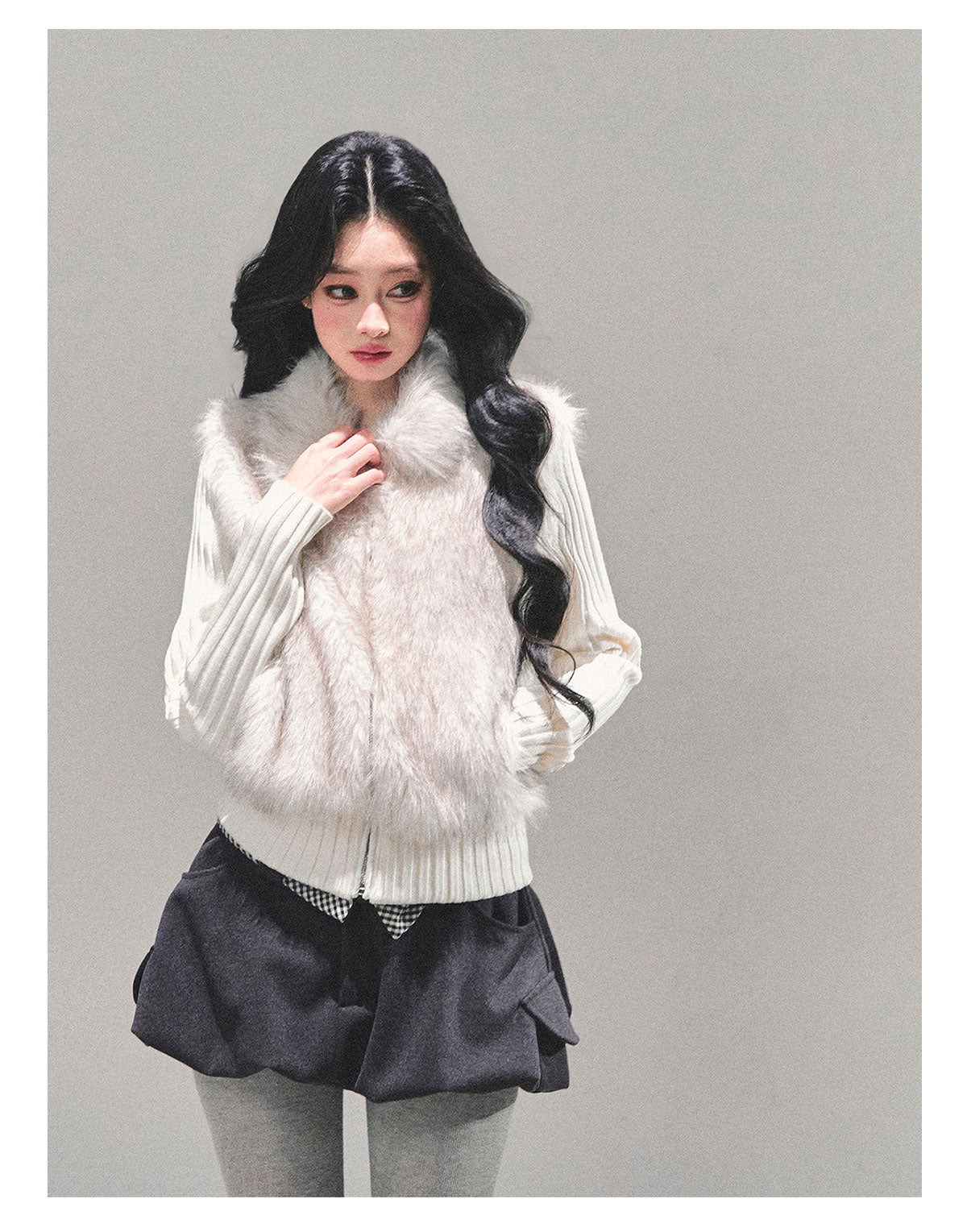 ShaoYeYan Aomalm Gentle Landing Fake Two-Layer Faux Fur Coat