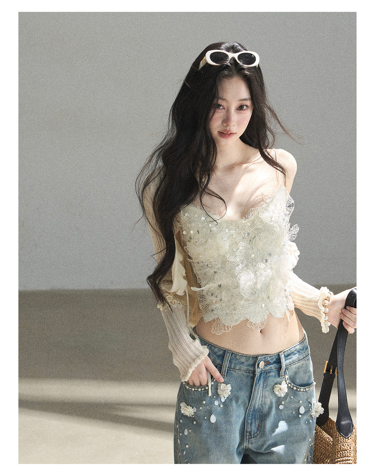 ShaoYeYan Aomalm Waiting for a Passing Breeze French Lace Cami Set (free size)