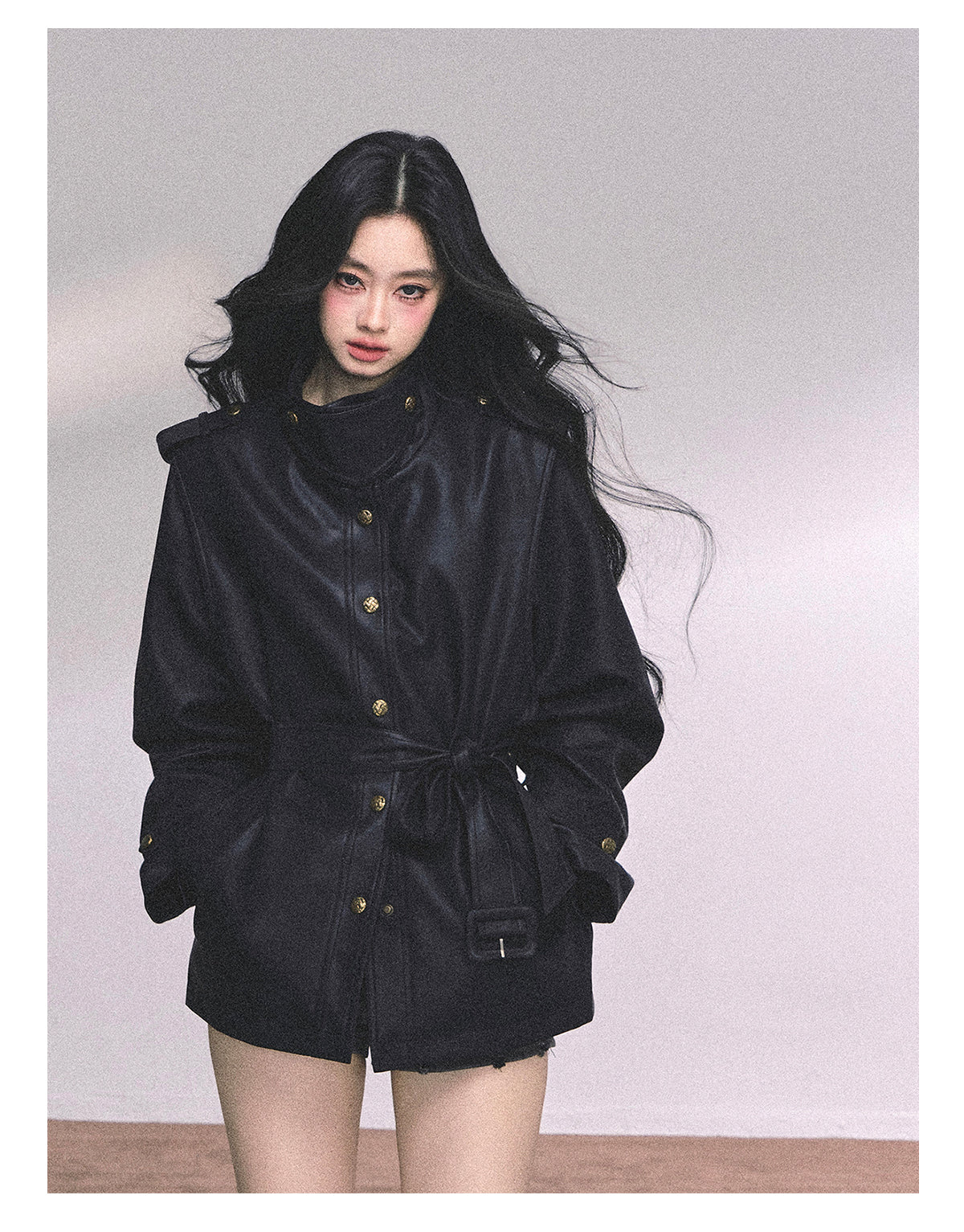 ShaoYeYan UK Time Zone Loose Fit Biker PU Leather Jacket