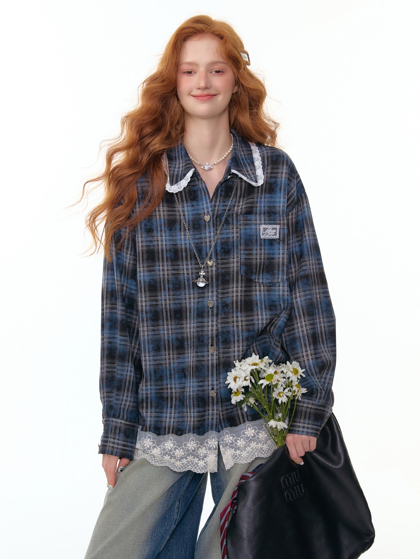 ZiziFei "Retro Sweetheart" Lace Trim Shirt