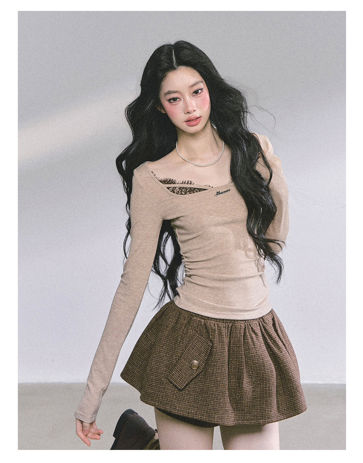 ShaoYeYan Long Sleeve Lace T-Shirt