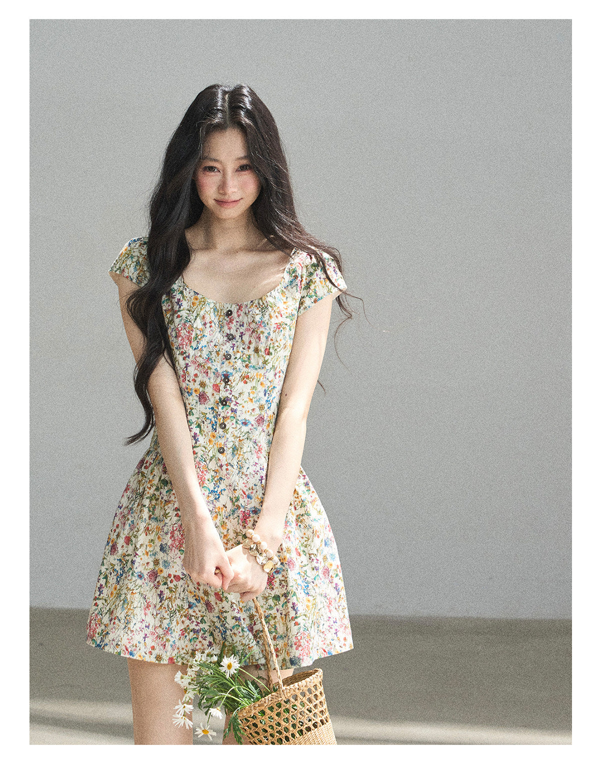 ShaoYeYan Aomalm Blazing Full Bloom French Floral Puff Dress