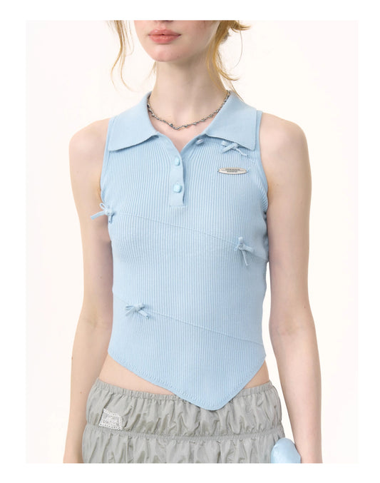 ziziFei Polo Bow-Knot Vest Top
