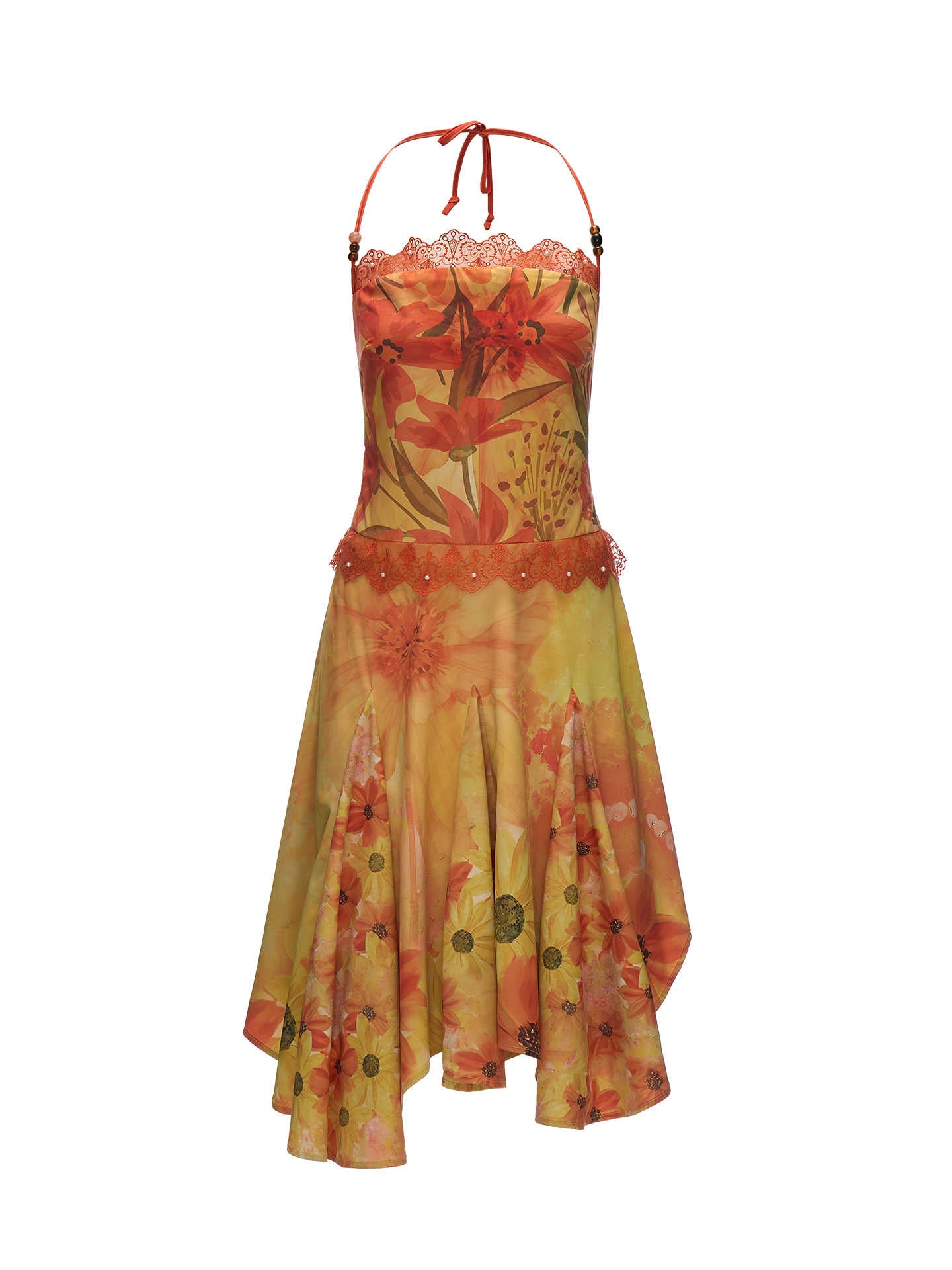 MAMC Yellow All-Over Floral Beach Dress