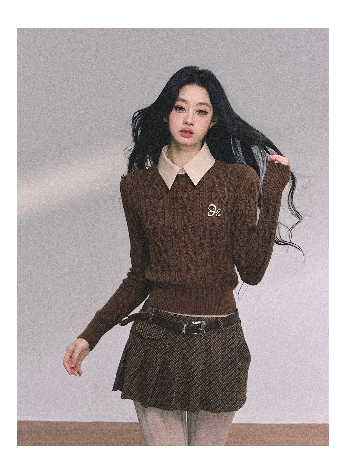 ShaoYeYan Intellectual Aesthetic Fake Two-Layer Knit Sweater