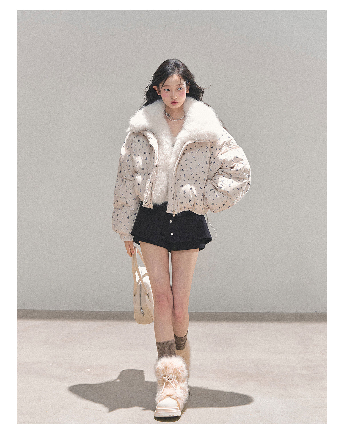 ShaoYeYan Silent Blue White Duck Down Puffer Jacket