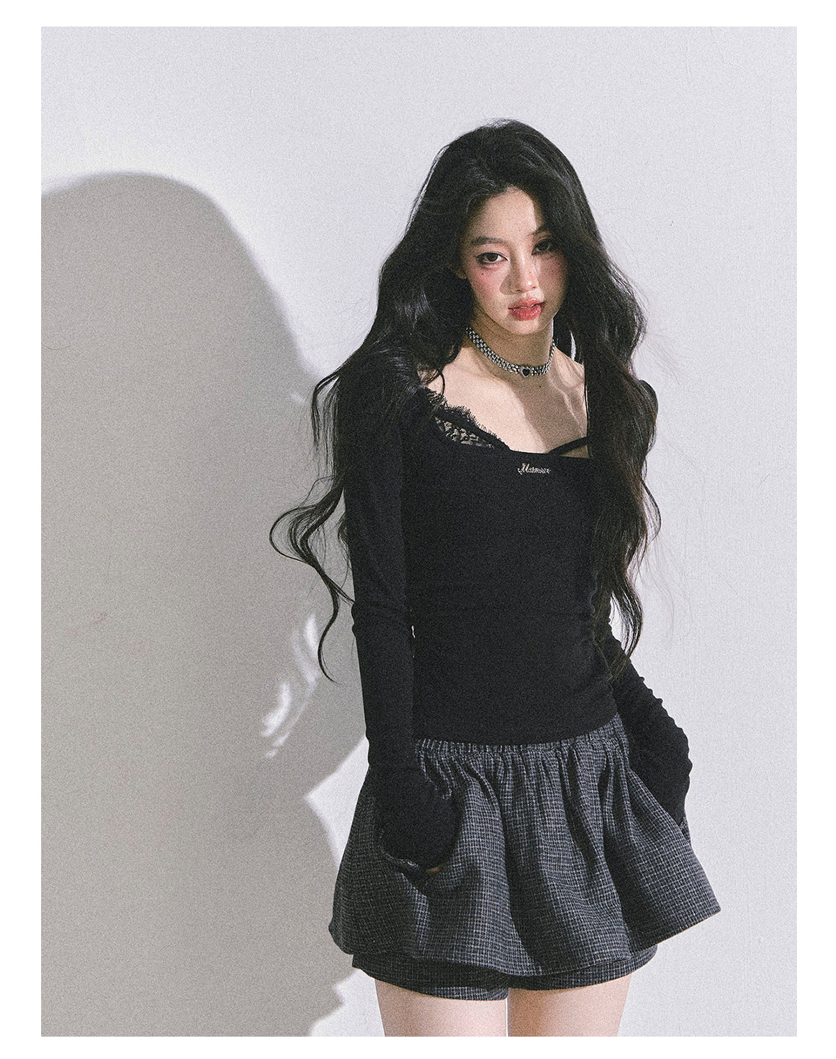 ShaoYeYan Long Sleeve Lace T-Shirt