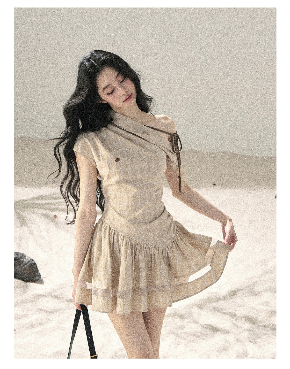 ShaoYeYan Aomalm Traces of the Wind Wasteland Off-Shoulder Dress