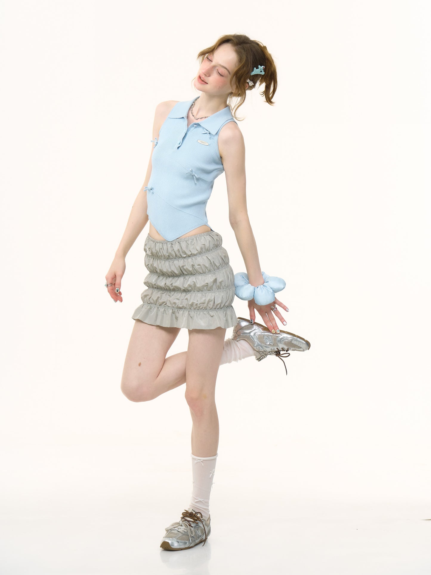 ziziFei Polo Bow-Knot Vest Top