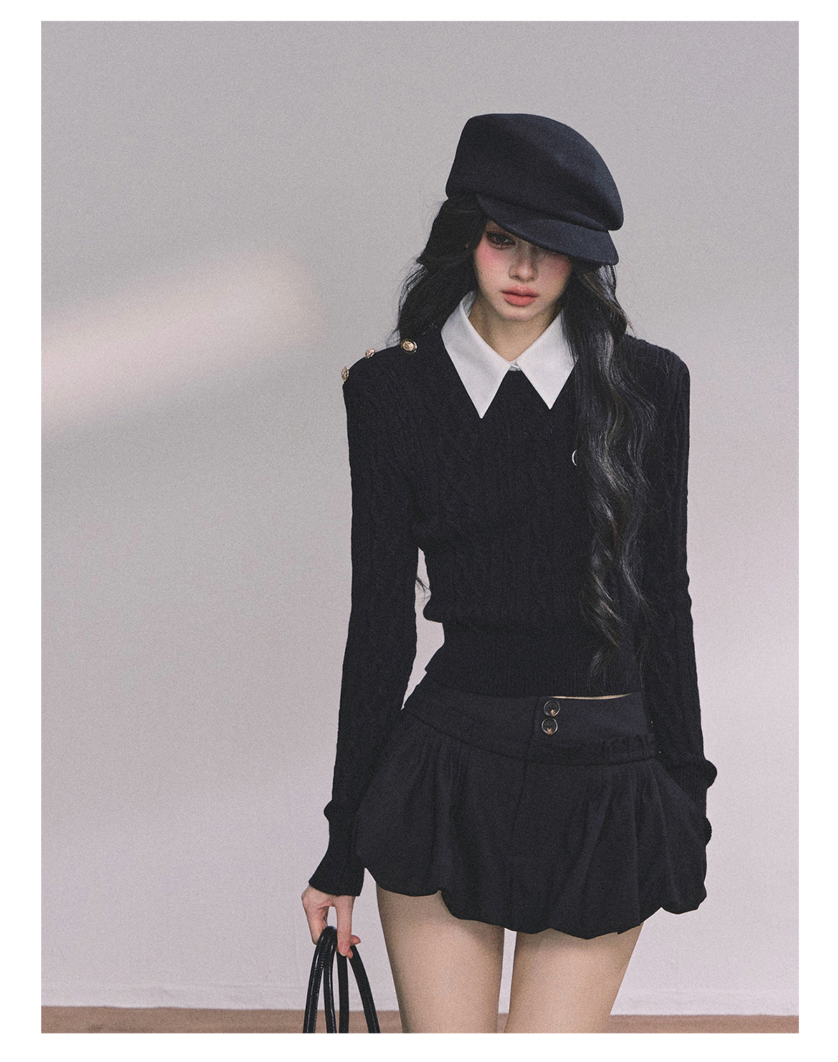 ShaoYeYan Intellectual Aesthetic Fake Two-Layer Knit Sweater