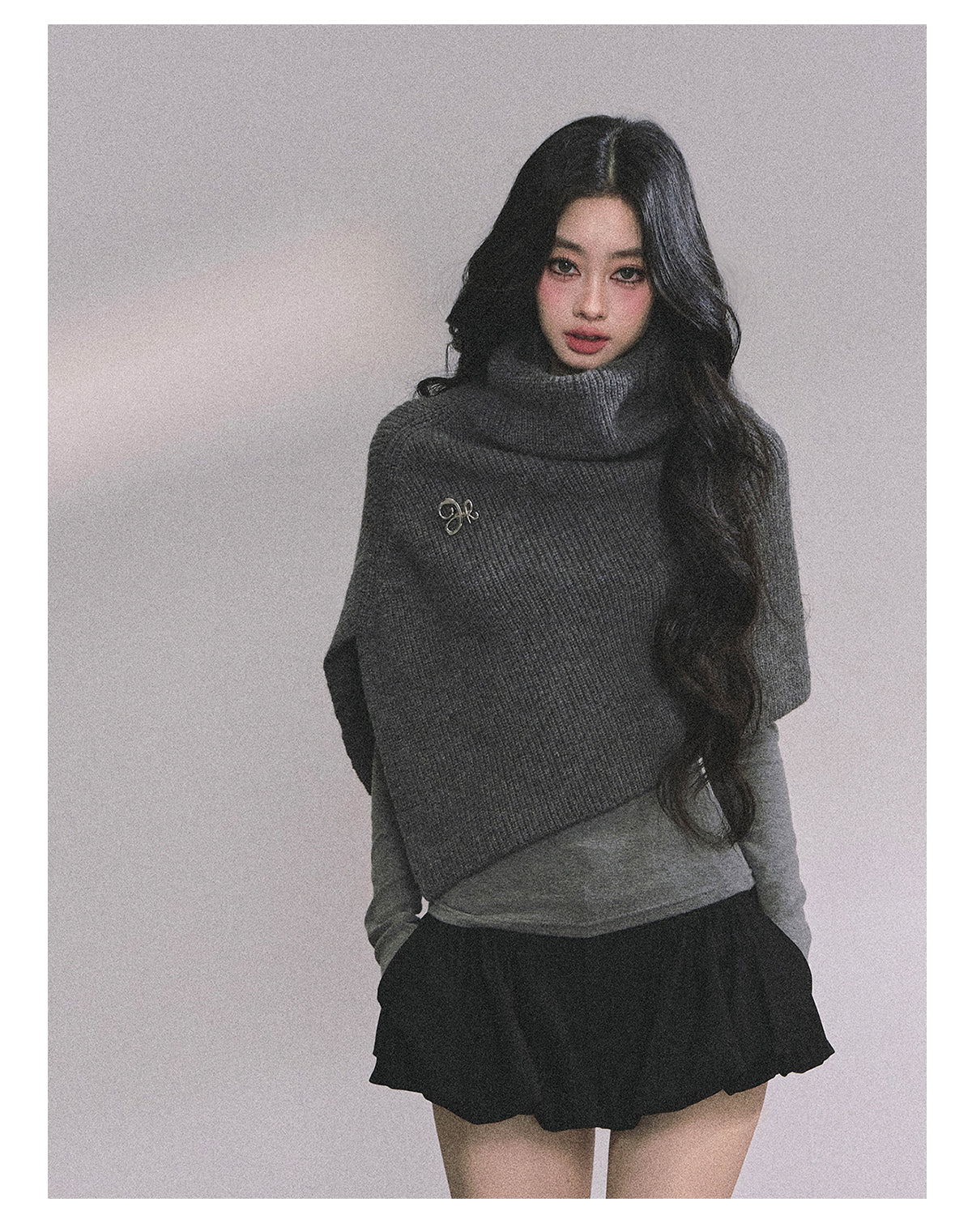 ShaoYeYan Late Autumn Sycamore Korean Style Loose High-Neck Sweater & Shawl