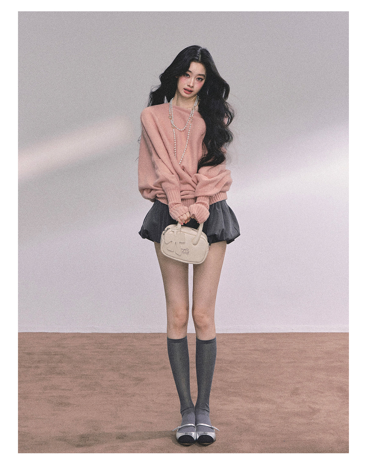 ShaoYeYan Minimalist Chic Off-Shoulder Loose Fit Sweater