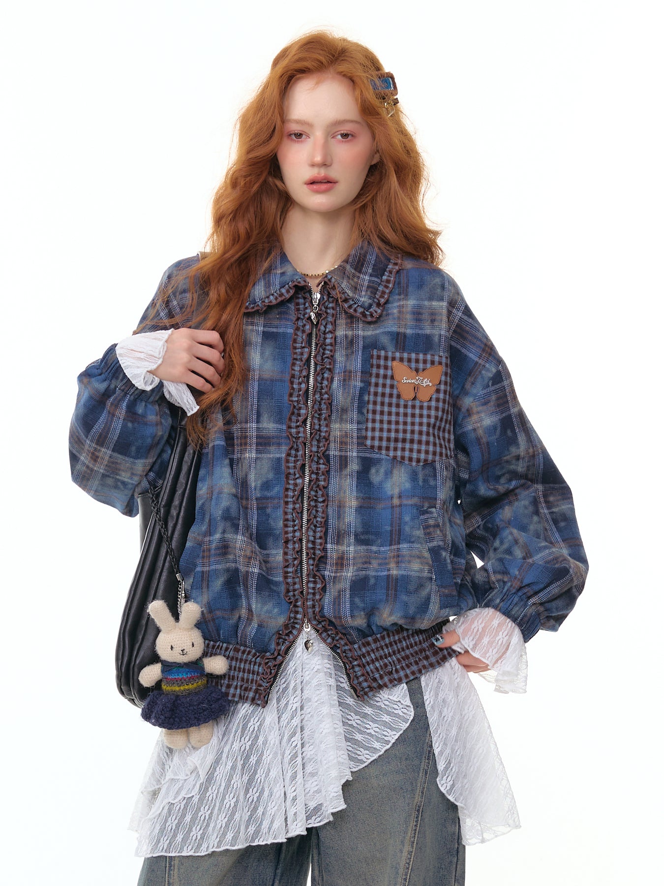 ZiziFei "Navy Secret" Plaid Jacket